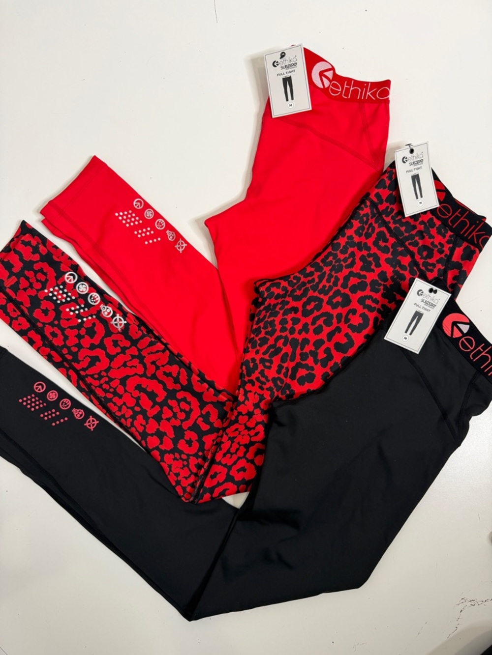 Ethika subzero performance full tight legging medium black red cheetah leopard